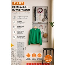 Elarque 2 Parça Panolu Metal Duvar Askılık Seti 58X118CM