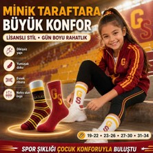 Marchè Bien Galatasaray Lisanslı Çocuk Spor Çorabı 4’lü Set – Kız ve Erkek Çocuk Için Dikişsiz, Esnek ve Rahat