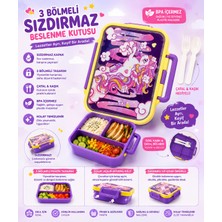 Elarque 3 Bölmeli Sızdırmaz Kapaklı Beslenme Kabı 1000ML Çatal Kaşık