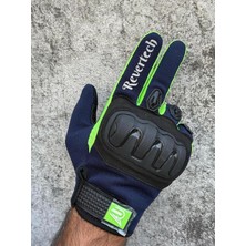 Tr Revertech Aura Lacivert/neon - Dokunmatik Ekran Uyumlu Erkek Motosiklet Eldiveni + Buff Hediyel�