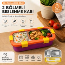 Elarque Paslanmaz Çelik 2 Bölmeli Sızdırmaz Kapaklı Yemek Kabı