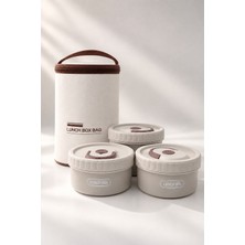 Elarque 3’lü Yemek Saklama Kabı Seti Taşıma Çantalı Sefer Tası Lunch Box