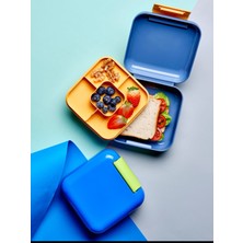 Elarque 2 Katlı Mat Mavi Kare Mini Lunch Box Yemek Saklama Beslenme Kutusu