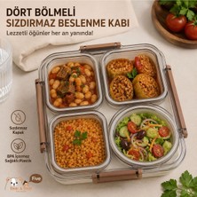 Elarque 4 Bölmeli Sızdırmaz Kapaklı Plastik Yemek Kabı 1800ML