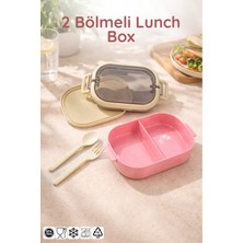 Elarque Pembe Yemek Kabı Çatal Kaşıklı Sefer Tası