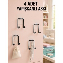 Elarque 4 Adet Çok Amaçlı Yapışkanlı Askılık Ev Düzenleyici Duvar Askı Seti