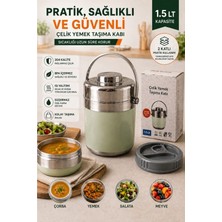 Elarque 1.5 Lt 2'li Paslanmaz Çelik Sızdırmaz Termos Yemek Kabı