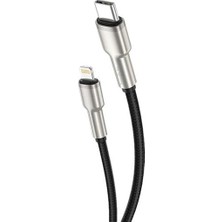 Tr 30W Metal Uçlu Akım Korumalı Type-C To Lightning Örgülü Kablo 100CM Siyah (GL-SL02)