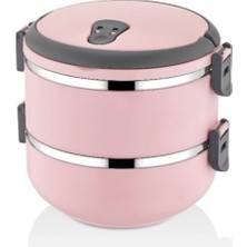 Elarque 2 Katlı Sızdırmaz Yemek Termosu Pembe Tek Kişilik