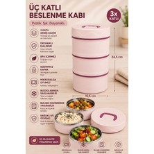 Elarque 3 Katlı Beslenme Kabı Sızdırmaz Kapaklı Yemek Saklama Kabı