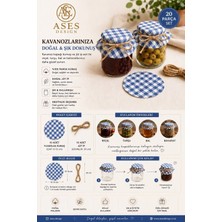Ases Design Mavi Pötikare Kavanoz Kapağı Süsleme Seti 20 Parça – 10 Kumaş 10 Jüt Ip