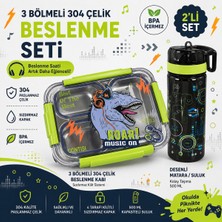 Elarque Paslanmaz Çelik 3 Bölmeli Sızdırmaz Kapaklı Yemek Kabı 800+600ML