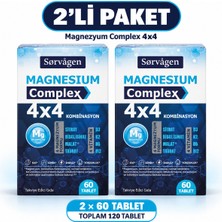 Sorvagen 4x4 Magnezyum Complex 60 Tablet Türkiye Menşeli Aromasız Içerik ile Enerji Desteği 2 Adet