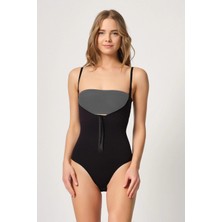 Siyah Göğsü Açık Agraflı Body Korse