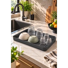 Nest Aura Nestaura 23X39 cm Çok Amaçlı Bulaşık Kurutma Tepsisi Geniş Kapasiteli Tabak Bardak Kupa Kurutmalık Süzgeçli Izgaralı Mutfak Tezgah Üstü Evye Yanı Bulaşık Kurutucu
