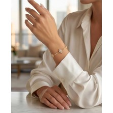 B&t Kuzey Yıldızı Model Zirkon Taşlı Kadın Çelik Bileklik