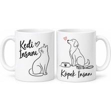 Bezos Kedi Insanı ve Köpek Insanı 2'li Porselen Kupa Seti - Model 447 Mgc