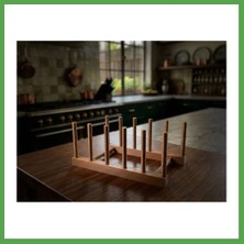Bezos 3D Baskı Tabak Standı Şık Tabak Düzenleyici Dikey Tabak Rafı Çıkarılabilir Yuvalı Mutfak Standı - Ahşap Rengi Mgc