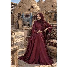 Nare Saten Kraş Bordo Abaya
