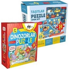 TeknoKapsül Dinozorlar ve Taşıtlar Puzzle Oyun Seti
