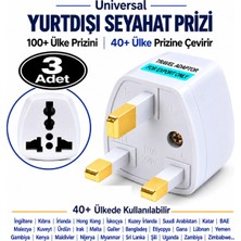 Anktek Seyahat Prizi Universal Priz Fiş 3 Uçlu 13A Topraklı G Tipi, 40+Ülkeyle Uyumludur 3 Adet