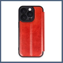 Bezos iPhone 16 Pro Max Uyumlu Kılıf Flip Cover - Kırmızı BZS10