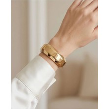 B&t Gold Renk Kalın Model Modern Tasarım Trend Kadın Bileklik