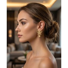 B&t Gold Renk Kelebek Füsun Küpesi