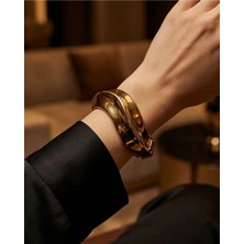 B&t Modern Tasarım Gold Renk Kadın Bileklik