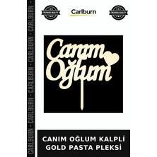 Carlburn Delux Serisi Canım Oğlum Kalpli Gold Pasta Pleksi Akşam Erkek Evlat Çocuk