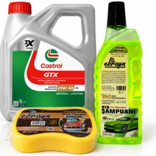 Castrol Gtx Motor Yağı 20W-50 Lpg 3 Litre + Oto Şampuan 1000 ml + Yıkama Süngeri