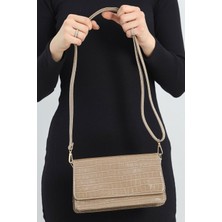 Ovzi Shop Vizon Kroko Desenli Kadın Mini El & Omuz Çantası