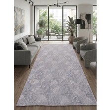 Nesrin Modern Dalga Desenli Çizgili Gri Koridor Yolluğu Kaymaz Taban Yıkanabilir Salon Mutfak Halısı
