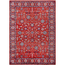 Efta Halı Özbek ZB02 Bordo Lacivert Serpme Motifli Vintage Otantik Saçaklı Salon Halısı