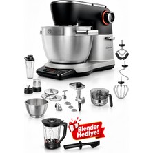 Bosch Serie 8 1800W Mutfak Şefi, 6 L Paslanmaz Çelik Hazne, 7 Hız, Dijital Ekran, Entegre Tartı, Otomatik Programlar, Hamur Yoğurma ve Çırpma, Çok Fonksiyonlu Stand Mikser, Gümüş Siyah