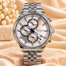 Ferrucci Milano Erkek Kol Saati Gümüş Renk Metal Kordonlu Çok Fonksiyonlu Analog Saat  FCF.03666M.03