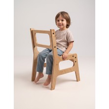Kechy Concept Doğal Ahşap Kontra Çocuk Sandalyesi - Ergonomik Montessori Çalışma ve Aktivite Sandalyesi / Çocuk Sandalye Seti