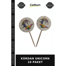 Carlburn Özel Üretim Kürdan Unıcorn 10 Paket Süs Parti Malzemesi Eğlence