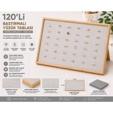 Elarque 120’LI Bastırmalı Yüzük Tablası, Bambu Çerçeveli, Açık Gri, 25X35CM