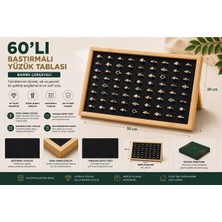 Elarque 60’lı Bastırmalı Yüzük Tablası Bambu Çerçeveli Siyah Kadife 20X30CM