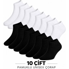 10’Çift Unisex Bilek boy, Pamuklu Siyah Beyaz Çorap