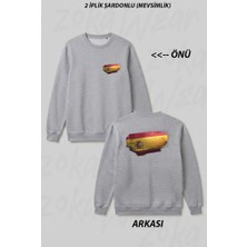 Zoka Wear Ispanya - Spain Bayragi Ön Arka Baskılı Bisiklet Yaka Sweatshirt