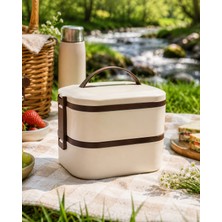 Elarque 2 Katlı Paslanmaz Çelik Yemek Kabı Bento Sefer Tası 1300 ml