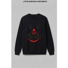 Zoka Wear Joker ve Joker Kiz Sevgili Ön Baskılı Bisiklet Yaka Sweatshirt