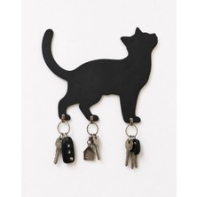Elarque Kedi Figürlü Ahşap Mdf Duvar Askılığı Dekoratif Anahtar Düzenleyici