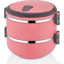 Elarque 2 Katlı Sefer Tası Yemek Termosu Pembe