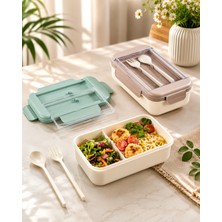 Elarque 1100 ml Bölmeli Beslenme Kutusu Yemek Saklama Kabı Kaşık Çatal Dahil