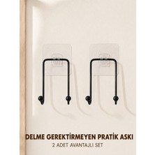 Elarque Çok Amaçlı Yapışkanlı Askı Ev Mutfak Banyo Düzenleyici 2 Adet