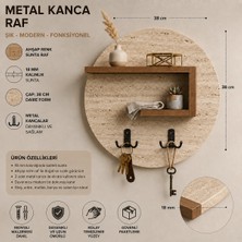 Elarque Traverten Desenli Yuvarlak Duvar Raflı Düzenleyici 38 cm