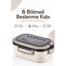 Elarque 6 Bölmeli Taşınabilir Yemek Kabı Beslenme Kutusu Saklama Kabı
